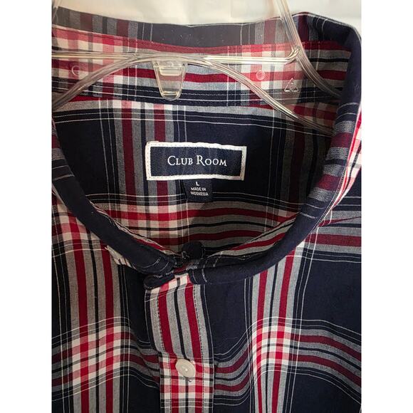 Pair of Club Room Button Down Shirts Men's Size L Red White Blue Plaid - Picture 4 of 10